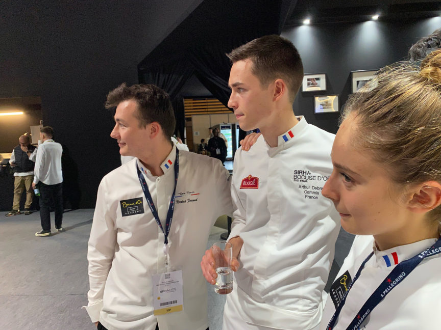 Team France : Nicolas, Arthur et Naïs avant l'annonce des résultats Bocuse d'or 2021.