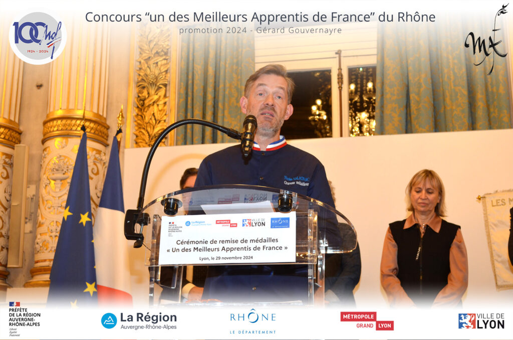 En présence de Madame la préfète Auvergne Rhône-Alpes et Rhône Fabienne BUCCIO, le Président du département du Rhône Christophe GIRAUDEAU, le président des MOF d'Auvergne Rhône-Alpes Frédéric Gaudette, le président des MOF du Rhône Nicolas Salagnac et Chantal Haller vice présidente des MOF du Rhône